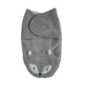 Chick Pea Gray Baby Swaddle Blanket with Fox Design Size 0-3 Months Cozy Plush